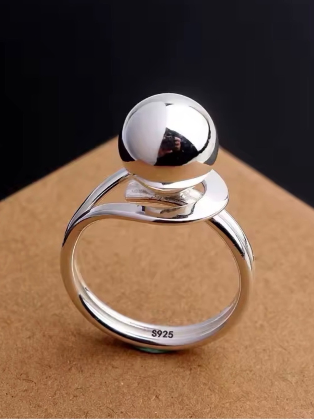 Italian Luxury Jewelry 925 Sterling Silver Sculptural Ball Ring Size 7.5 NWOT